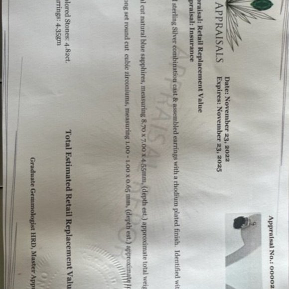 Sapphire & Cubic Zirconia Sterling Silver Earrings - Picture 4 of 4